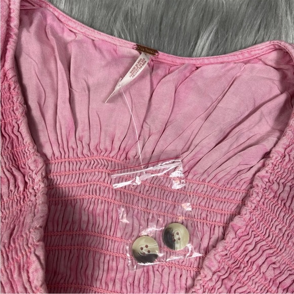 Free People String Of Hearts Maxi Dress Smocked Buttondown Cutout Pink - Picture 15 of 15